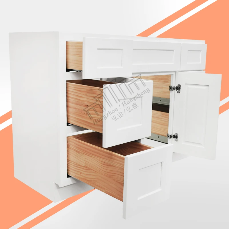 In Stock American Style Bathroom Vanity For US Apartment Favorable Price VSD4821 Wooden Vanity Sink Cabinets With 6 Drawers