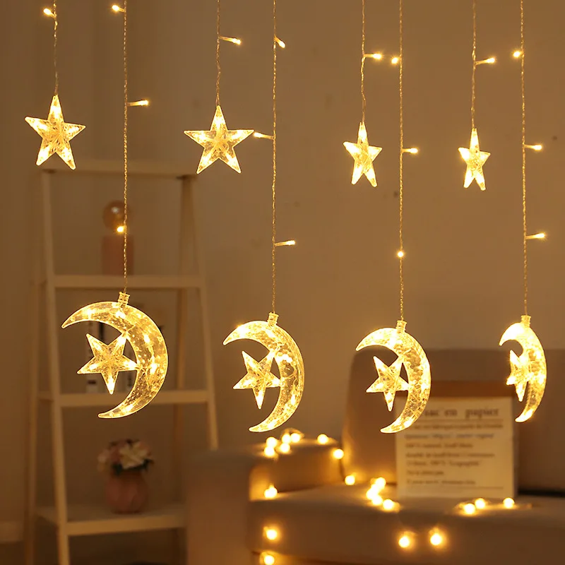 Hot-selling LED Multi-design Star Curtain Light Full of Stars With Battery Box  Birthday And Festival  Room Bedroom Decoration
