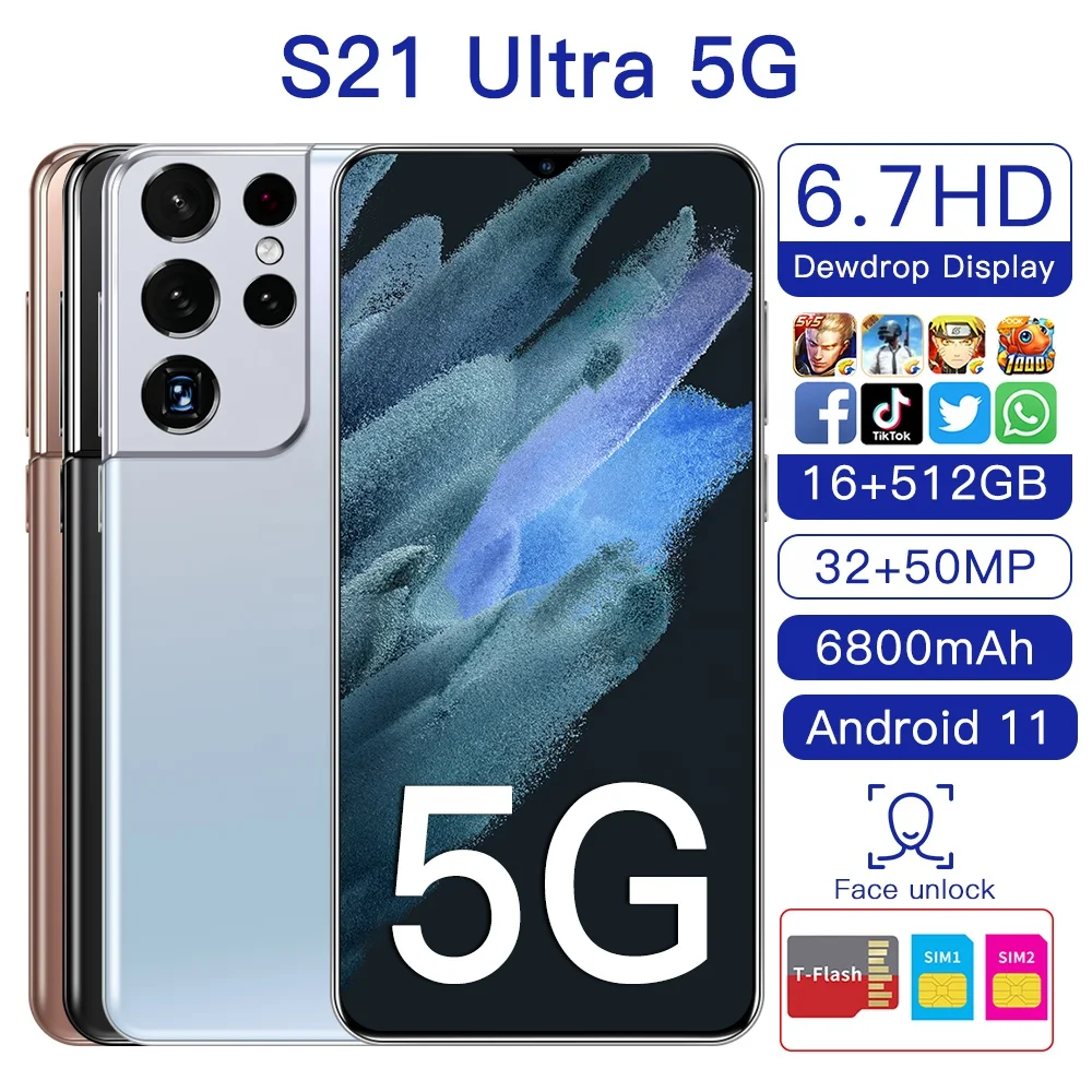 Global version original S21 Ultra 12GB+512GB Android smartphone With stylus Support 4G 5G network Super endurance mobile phone
