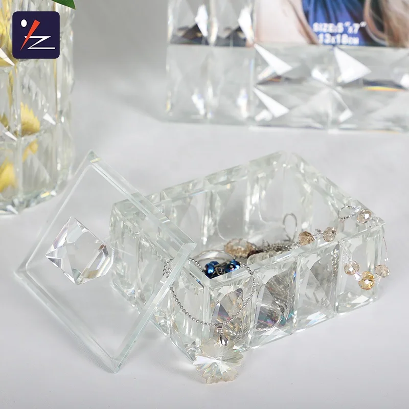Crystal trinket box glass jewelry box for wedding gift
