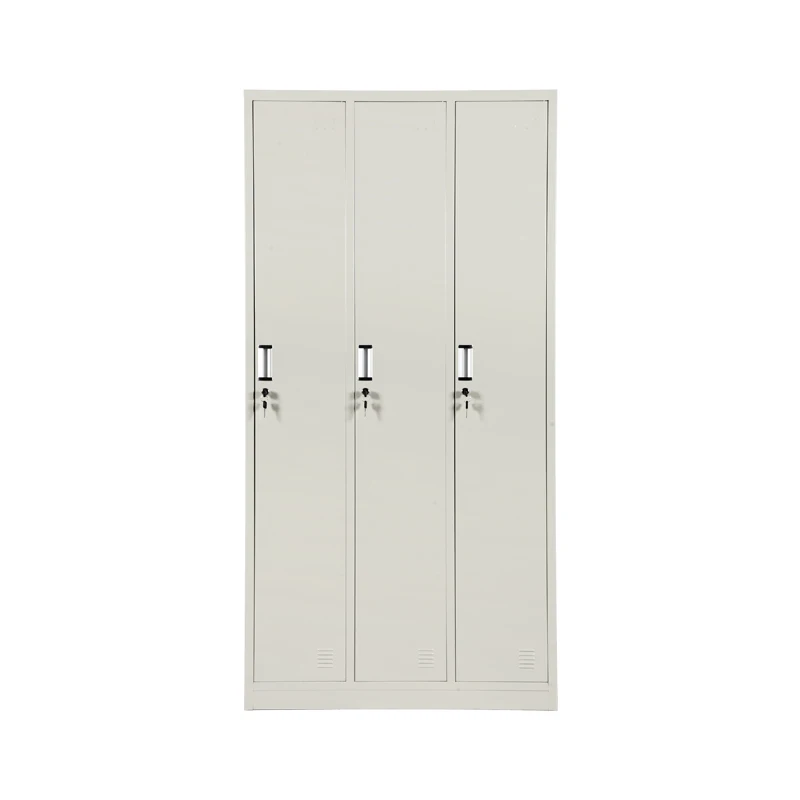 Hot sale steel office locker cabinet cheap 3 doors wardrobe customized metal locker with code lock lockers gym