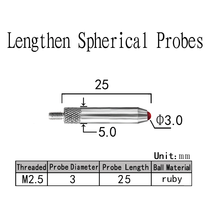 New probe altimeter M2.5 diameter 3mm non standard custom lengthened tungsten steel ruby ball probe