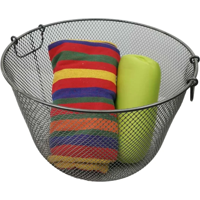 Round Stackable Metal Wire Basket with Handles, Rustic Decor for Home Storage Metal Mesh Utility Storage Bin Round