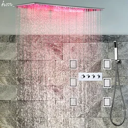 Europe style modern magic led shower head hot and cold  high flow misty rain fall electric shower head Body massage jet set