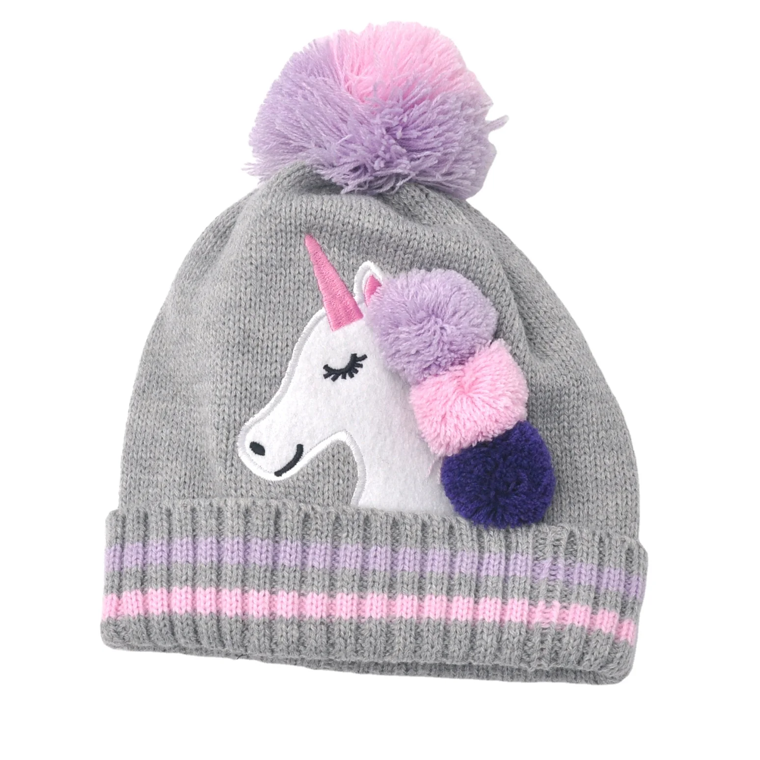 Custom Knitted 100% Acrylic Beanies Child Winter Hats Child Winter Cap Kid Winter Hat