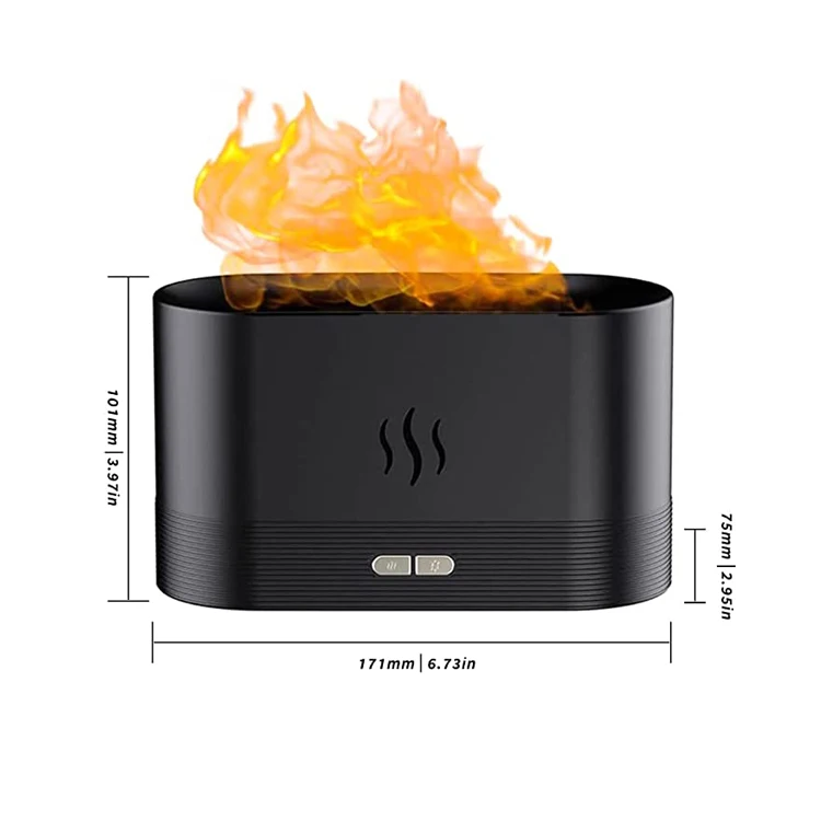 180ml Hotel Flame Aroma Diffuser Travel Air Humidifier Ultrasonic USB Essential Oil Night Light 3D Flame Simulation LED Lamp Bar