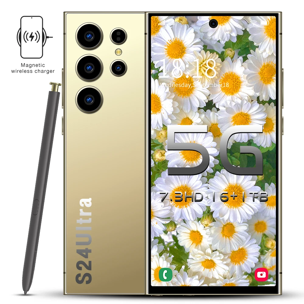 Hot Selling S24 Ultra 5G Original Mobile Phone 7.3 inch 5G Smartphone 16GB+1TB Beauty Camera Gaming Cell phone