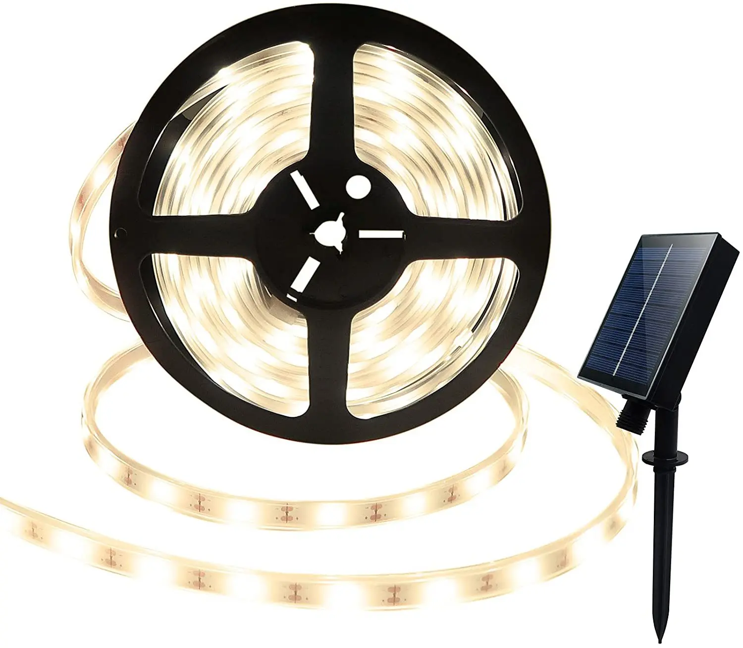 Solar power 3m LED strip lights warm white colorful tube Holiday strip lights with remote 8mode waterproof  outdoor fence garden
