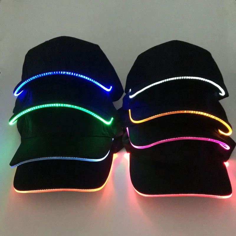 yuysng LED Lighting Baseball Cap Fiber Optic Luminous Flashing Glow Rave Party Hat with Battery Power Promotion Gift Packaging