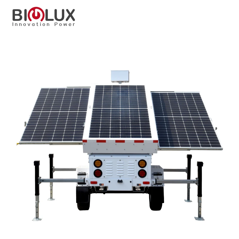 BIGLUX  self-powered solar cctv trailer remote access led light tower off-gird work side video surveillance mobile CCTV  trailer