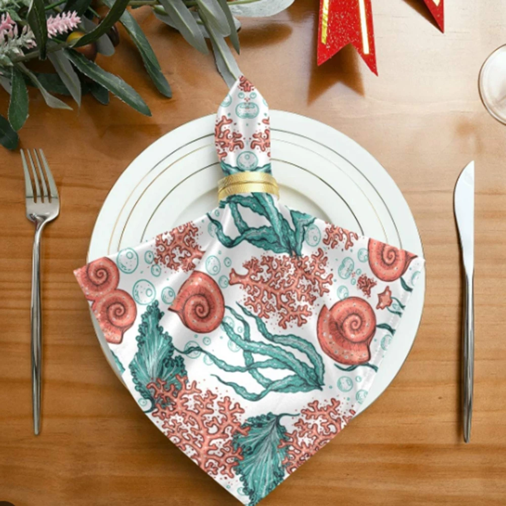 Juniper Green on White Hand Block Leaf Printed 100% Pure Eco-friendly Cotton Cloth Embroidery Napkins used in Hotel and Home