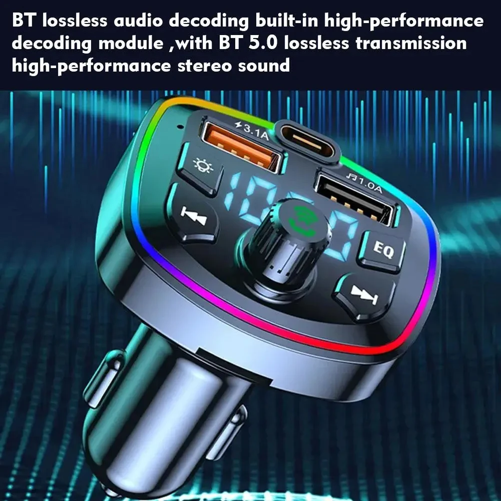 Q7 Bt Car Charger Car FM Transmitter Bt Hands Free Mp3 True 3.1A Dual USB Port PD Charging