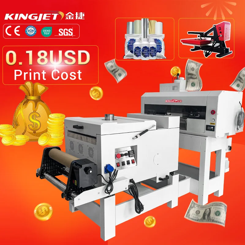 KJ dtf printer 30cm with powder shaker hot melt inks a3 transfer film impresora automatic t shirt for clothes printing machine