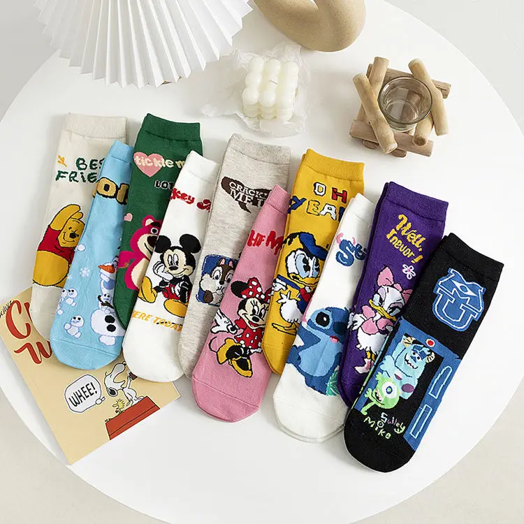 Fashion Custom Funny Hand Drawn Patterned Spandex Cotton Crew Colorful Boys Adult Cartoon Character Socks