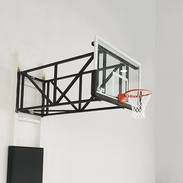 Indoors 10 Feet Height 1800*1050 mm Tempered Glass Backboard Wall Mounted Basketball Hoops