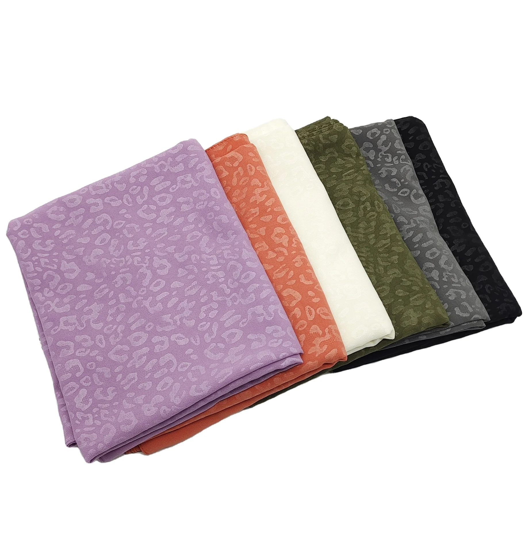 Malaysia Leopard Embossed Pearl Chiffon Scarf shawl Middle Eastern Headband Muslim Hijab