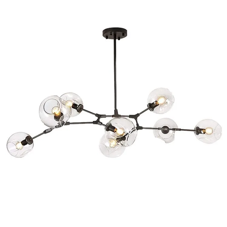 Modern Home Decorative Energy Saving Living Room Iron Glass Golden G9 Hanging Led Chandelier Pendant Light