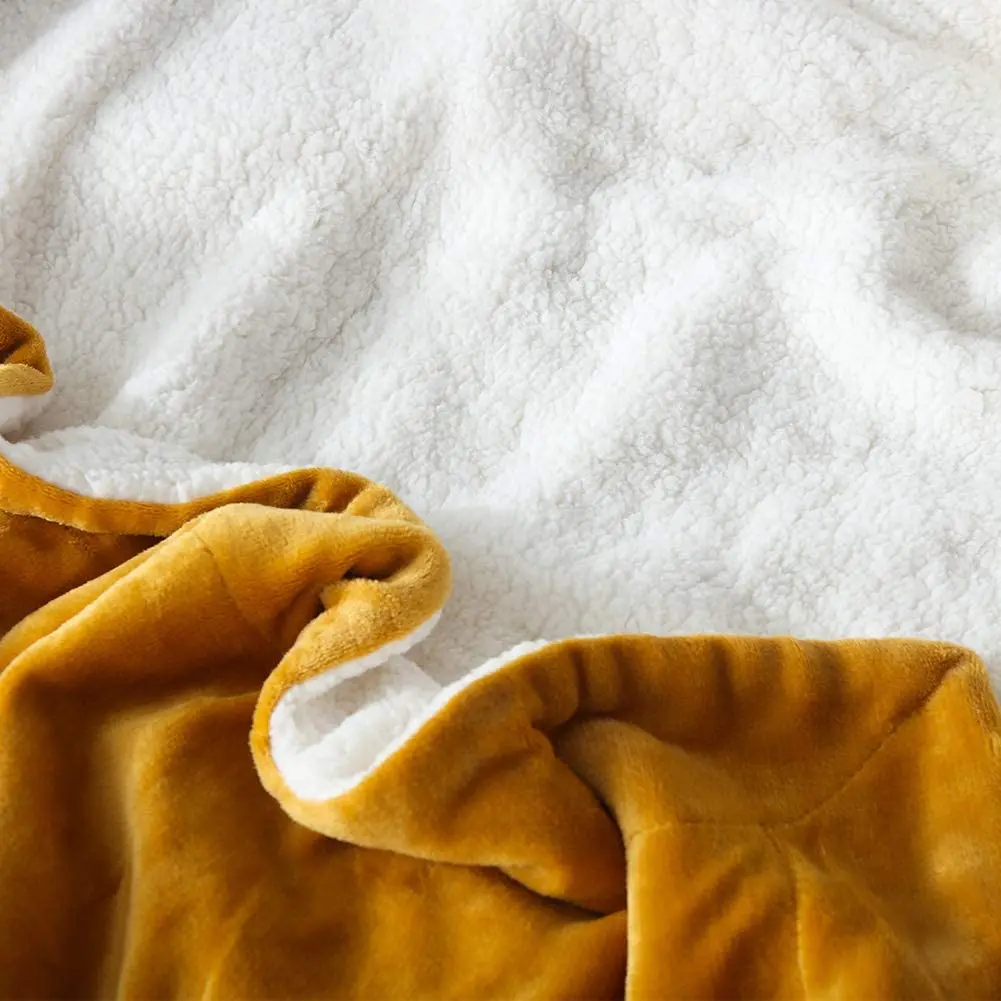 Baby Knitted Microfiber Double-Sided Lamb Down Super Soft Stretchable Plain Sherpa Double Blanket