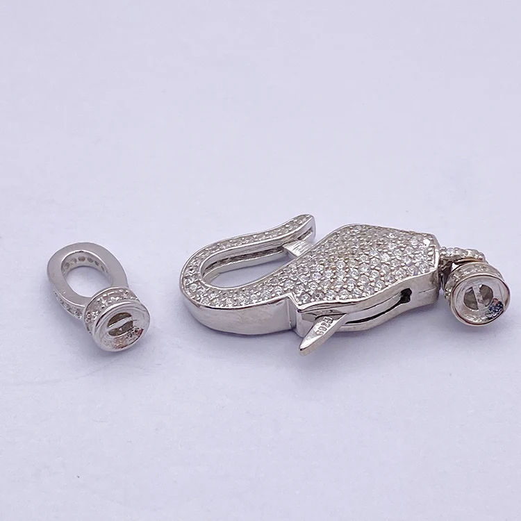 Lobster clasp with end cap inlaid zircon small hanging buckle environmental protection Platinum jewelry buckle accessories clasp