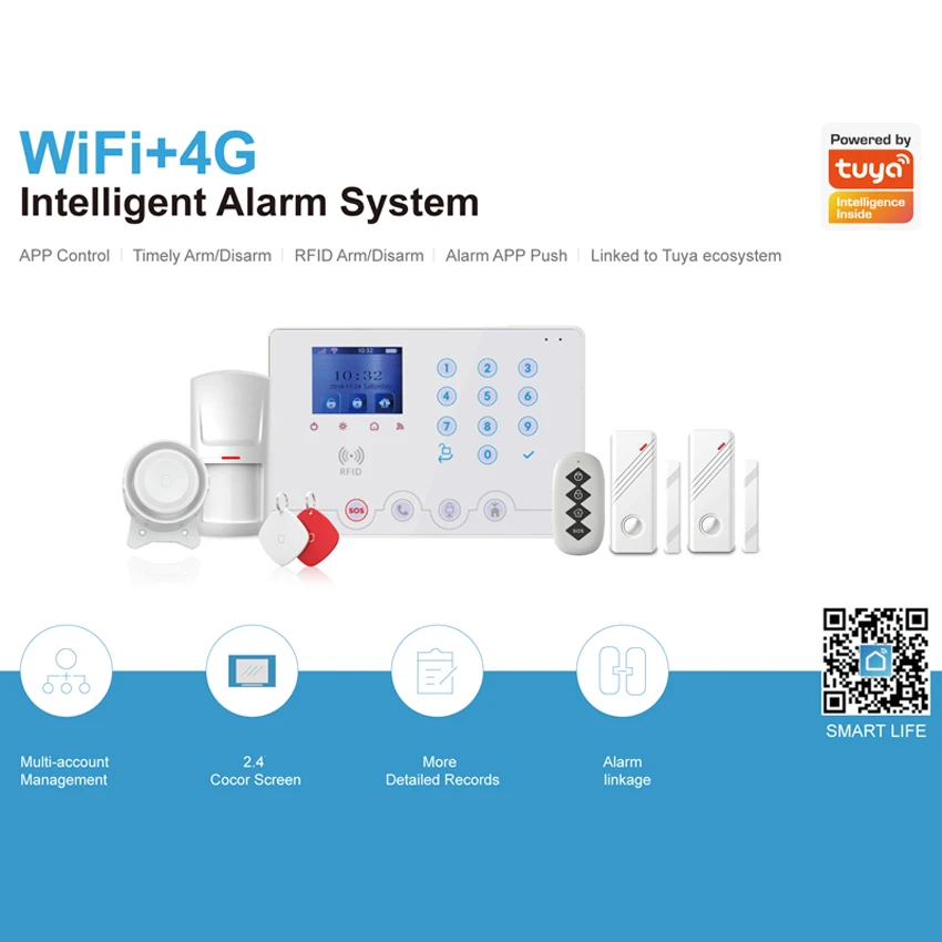 868 433 Wolf-Guard 4G GSM+WIFI  Tuya Smart Life  Alarm system with temperature sensors