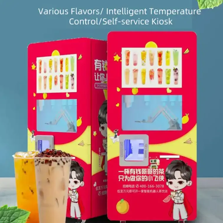 hot sale THLEE bubble tea vending machine 24 hours high efficiency robot arm Hotel Subway Station Shopping Mall vending machine