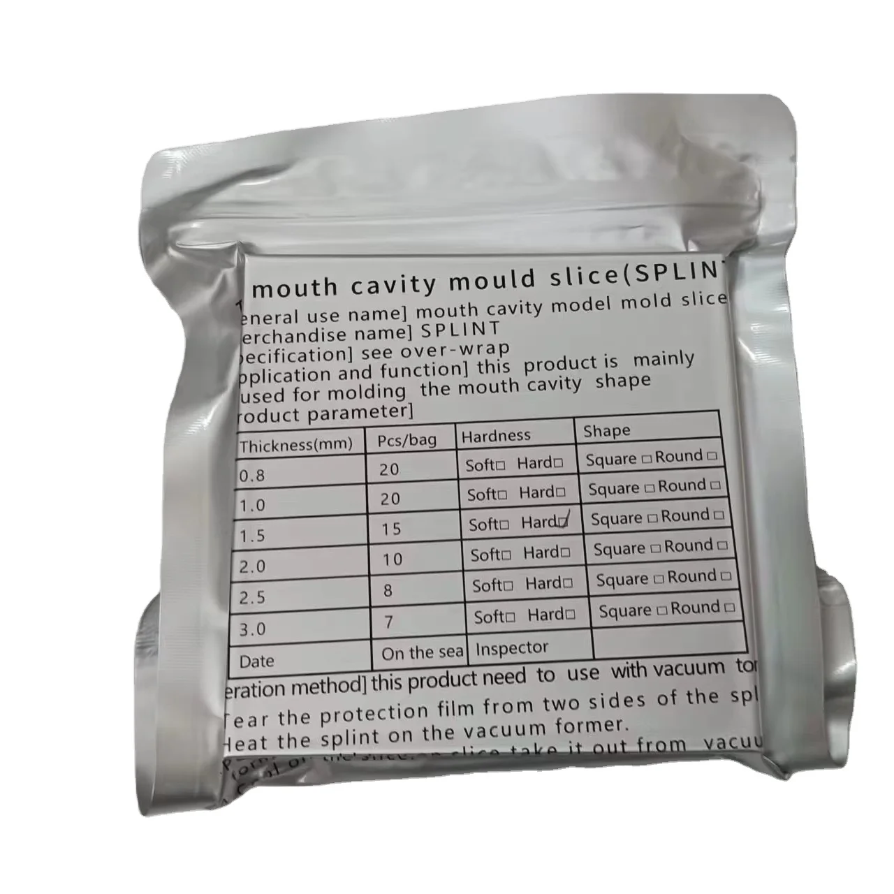 Factory Base Plate Model Carving Tool Dental Wax Sheets/ Clear Orthodontic Aligner Mouth guard hard/Clear Brace