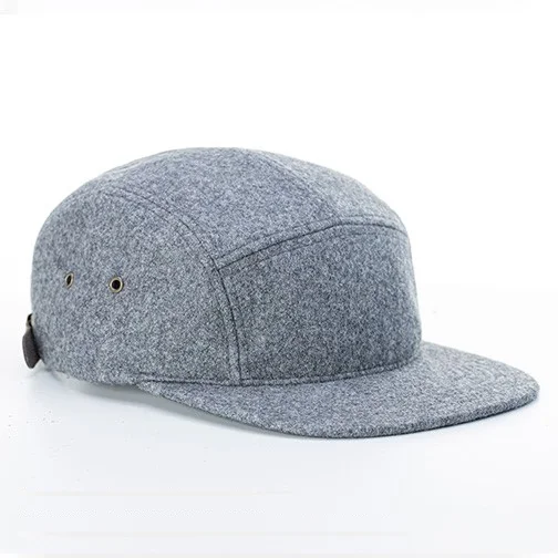 Oem outdoor hiking custom five panel camper cap, wholesale 5 panel snapback hat with a leather strap