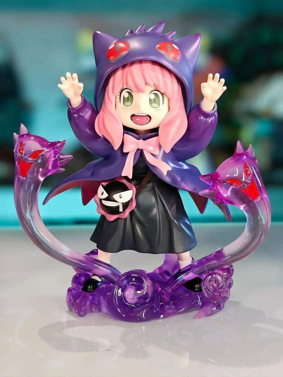 16cm New Anime Spy Family Anya Cos Gengar Gk Handmade PVC Action Figure Statue Toy 2 Styles Unisex Cartoon Toy