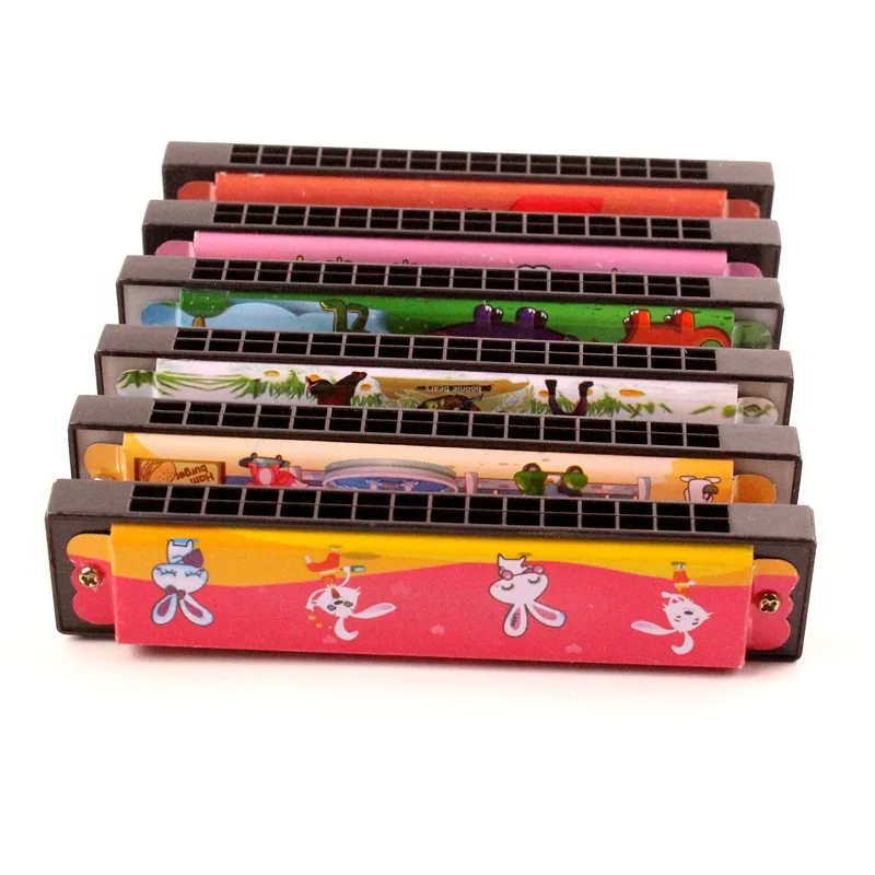 16 Holes Cute Harmonica Musical instrument Montessori Educational Toys Cartoon Pattern Kids Wind Instrument Children Gift