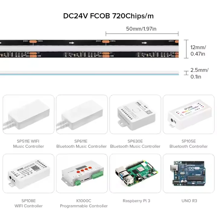 Banqcn FCOB SPI RGB IC LED Light WS2811Addressable 720 LEDs Black PCB Dream Color Flexible COB Digital Led Pixel Strip COB