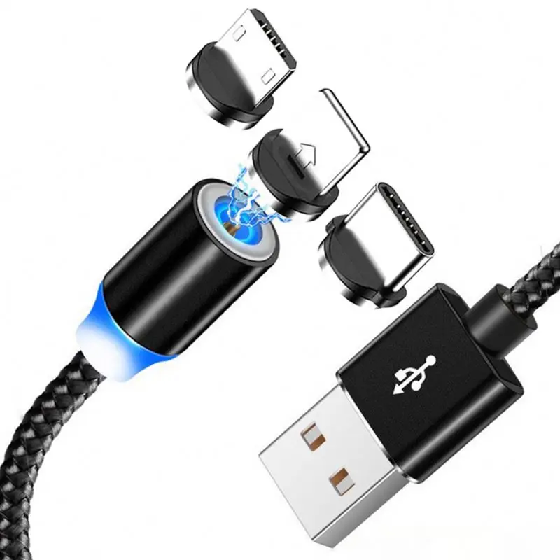 Бесплатный образец нейлоновый Плетеный Магнитный зарядный USB-шнур для мобильного