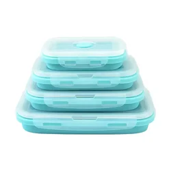 Silica Gel Folding Lunch Box Silica Gel Crisper Single Layer Rectangular Crisper Microwave Bento Box loncheras escolares kids