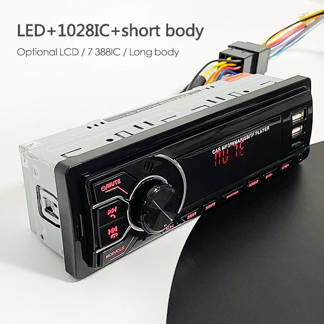Manufacturer 1DIN Led Lcd music mp3 player for car with 2usb aux bt car audio system