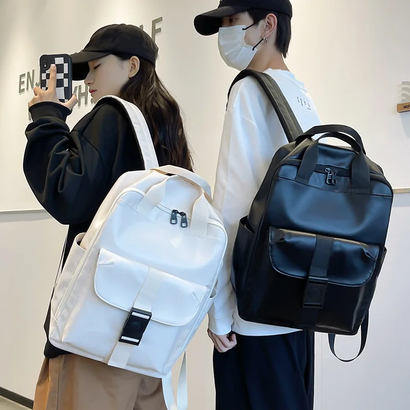 Backpack Large capacity simple fashion backpack for men and women pu leather backpack