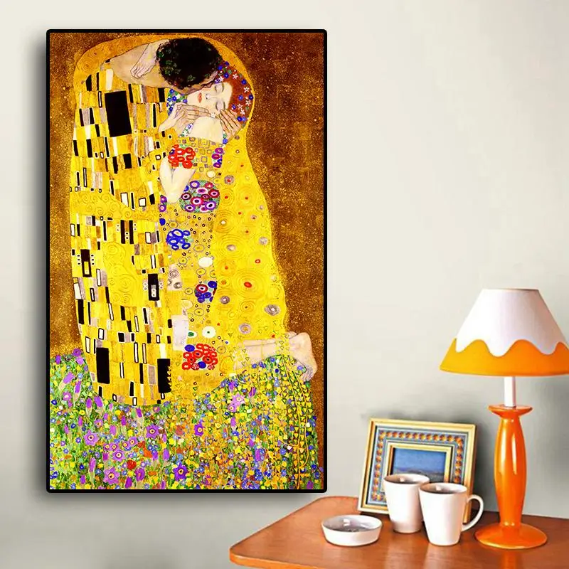 Classic Artist Gustav Klimt kiss Abstract  Modern Art Wall Pictures art work canvas for painting