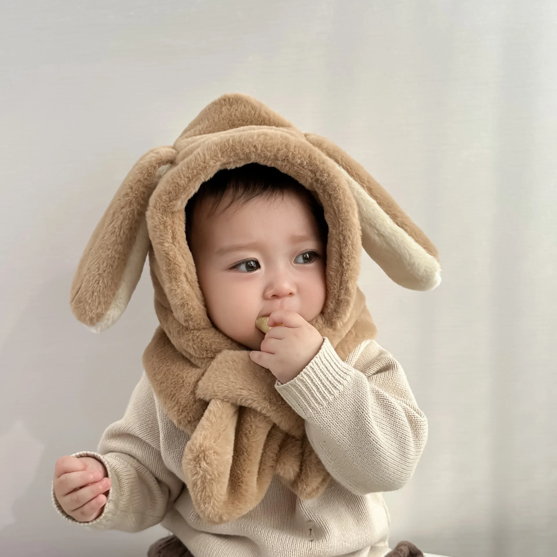 2024 winter Cute baby treasure new fur rabbit hat baby boys and girls children winter ear protection warm