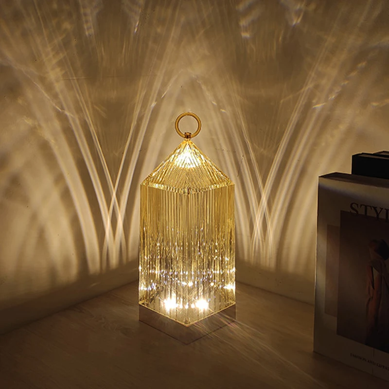 Creative Restaurant Bedside Atmosphere Lighthouse Table Lamp Desktop Decoration Charging Touch Crystal Night Light