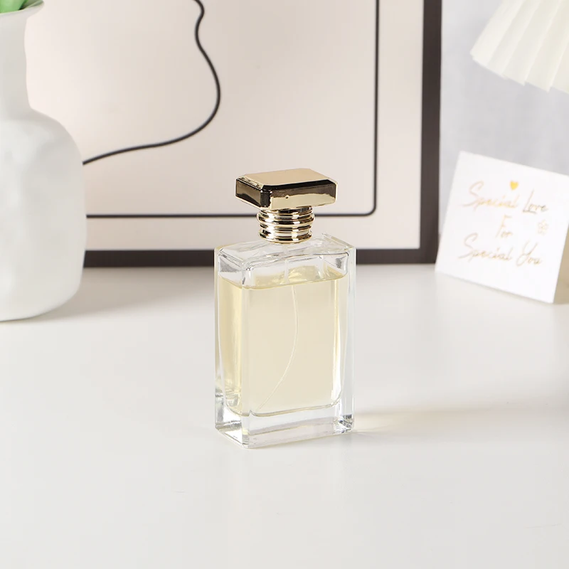 Empty 30 ml 50 ml 100 ml transparent flat square shape spray glass perfume bottle