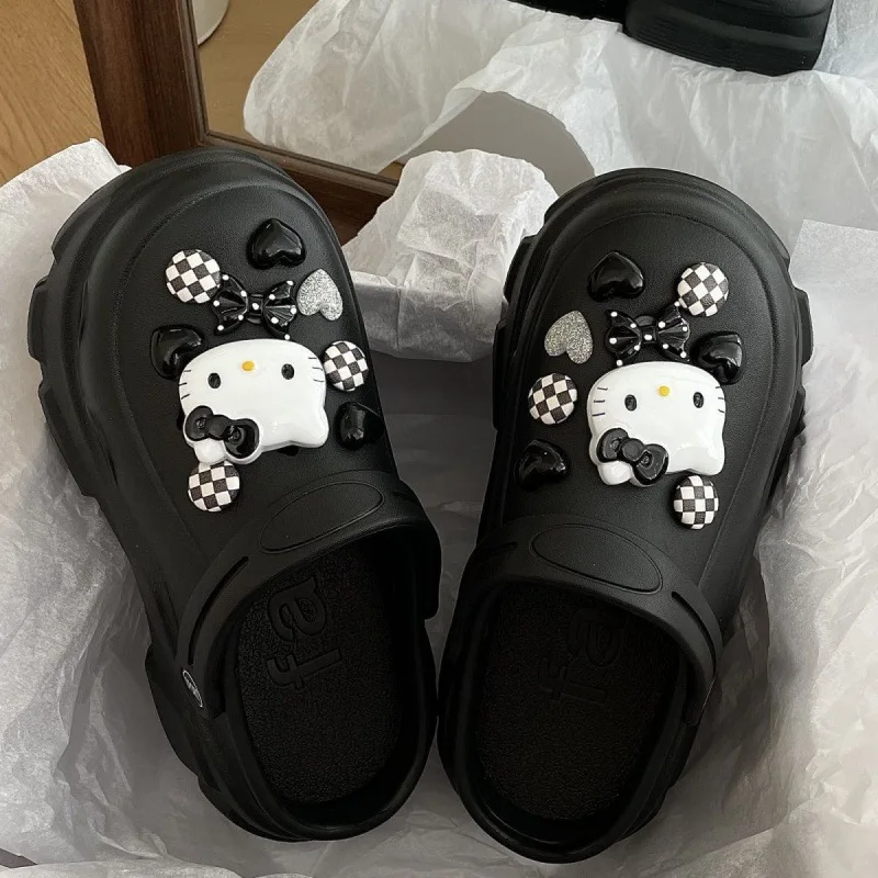 2024 Women Summer Outdoor Garden Shoes Removable Color Contrast Lining Beach Clogs Thick Soled Sandals Slippers EVA Round