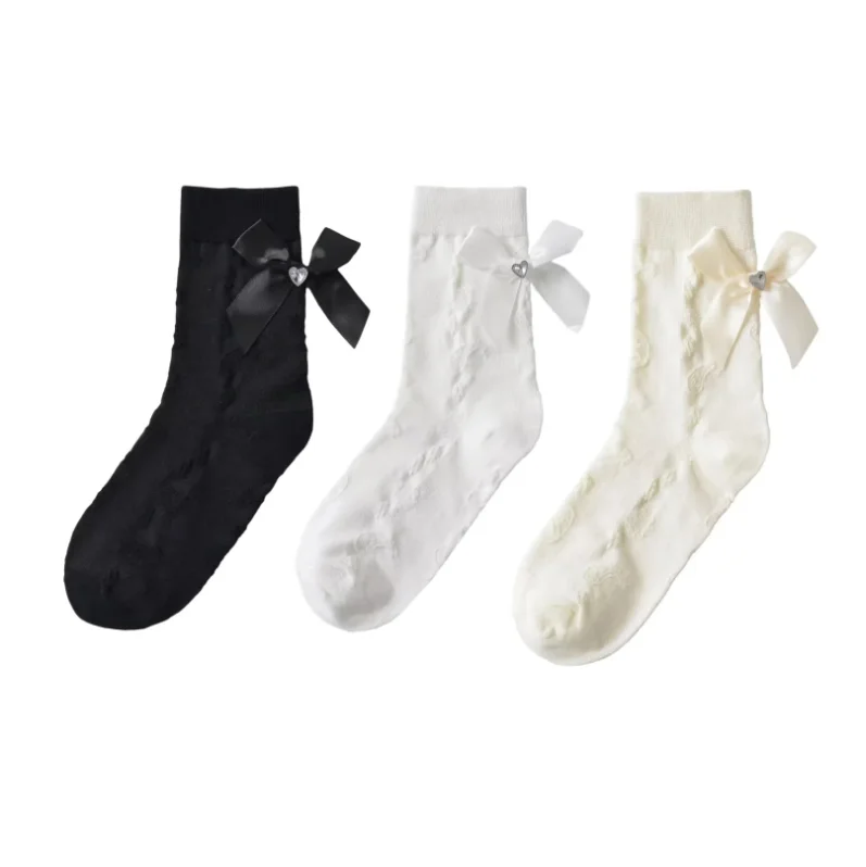 Runwaylover 2735 Bow 2024 Ladies Sweet Princess Pearl Socks