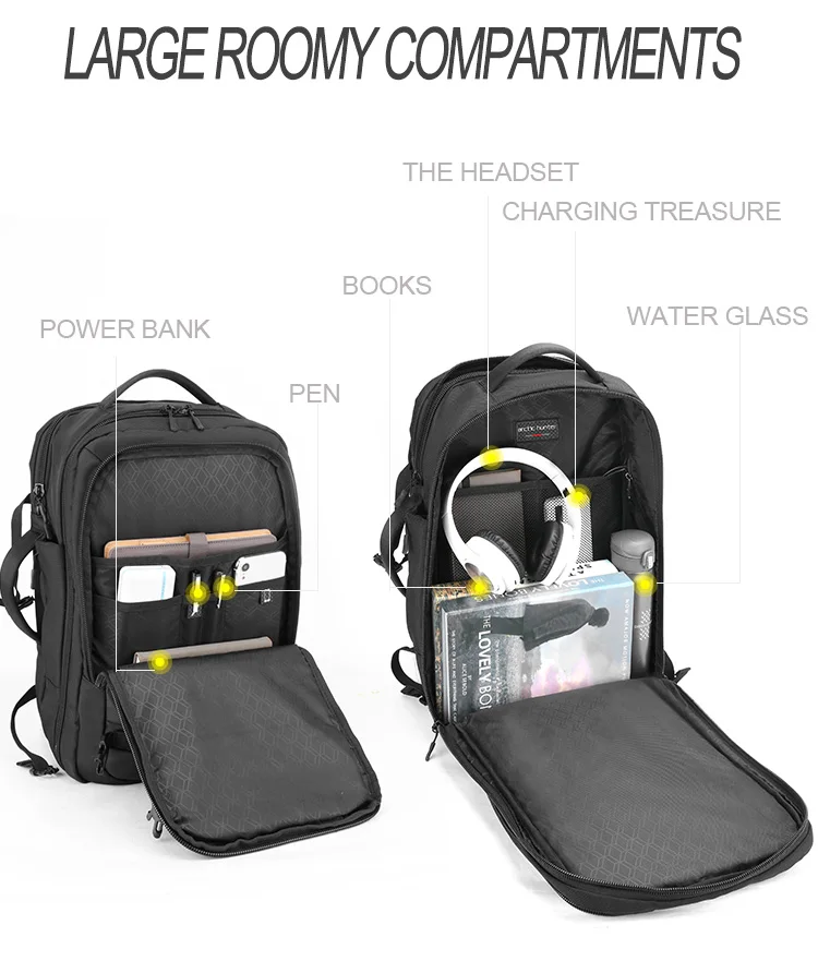 [Arctic Hunter] 2020 New Mochilas Antirrobo Rucksack Escolares China Anti Theft Wholesale Smart Backpack Laptop Bags for Mens