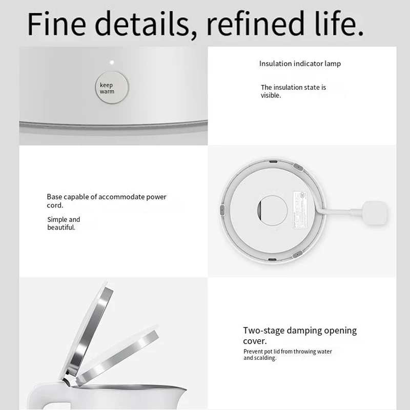 Бытовой чайник Xiaomi 1s для горячей воды бытовой теплоизоляция большая емкость 1 7 л нержавеющая сталь