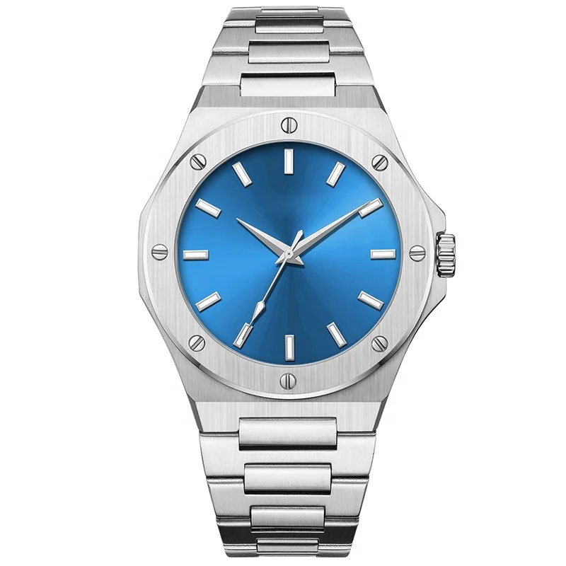 Men watch Custom logo Low MOQ OEM Luxury Minimalist men chronograph 5ATM waterproof stainless steel Gold men watch el reloj