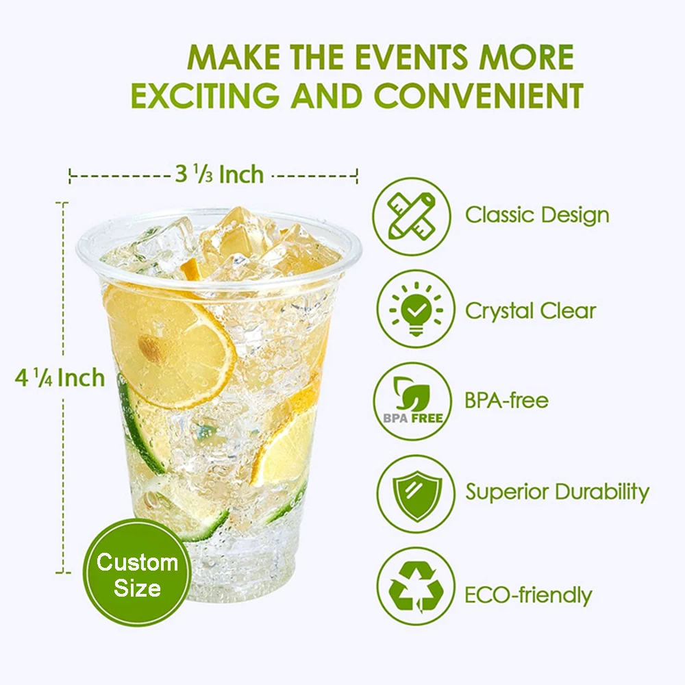 Custom RPET/PET cola sprite drink clear plastic disposable cup for beverage