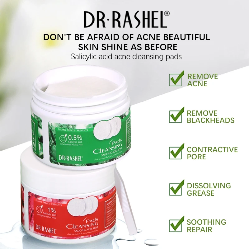 DR RASHEL Skin Care Private Label Salicylic Acid Acne Cleansing Pads 0.5% Strength 50