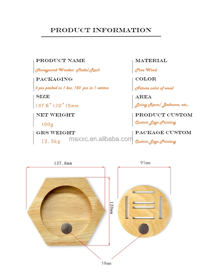 Earned Any Competition Medal Hanger Display Wooden Honeycomb Medal Display