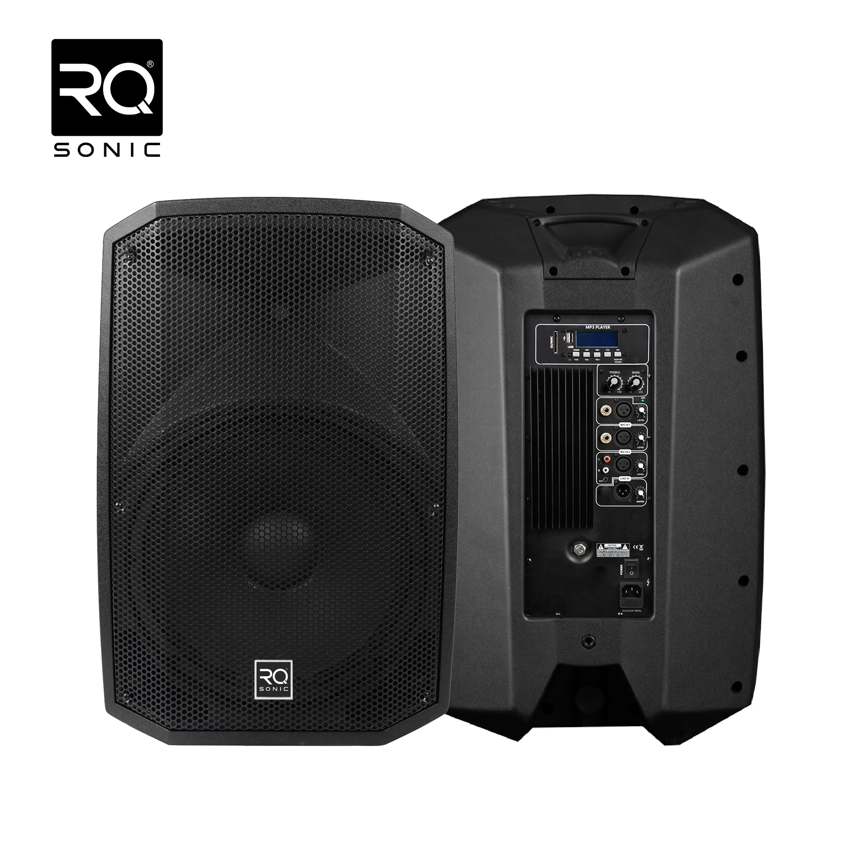 RQSONIC CAV12AHH-220W 12 Inch Plastic Professional Speaker Audio PA System Sound Music Active Speaker