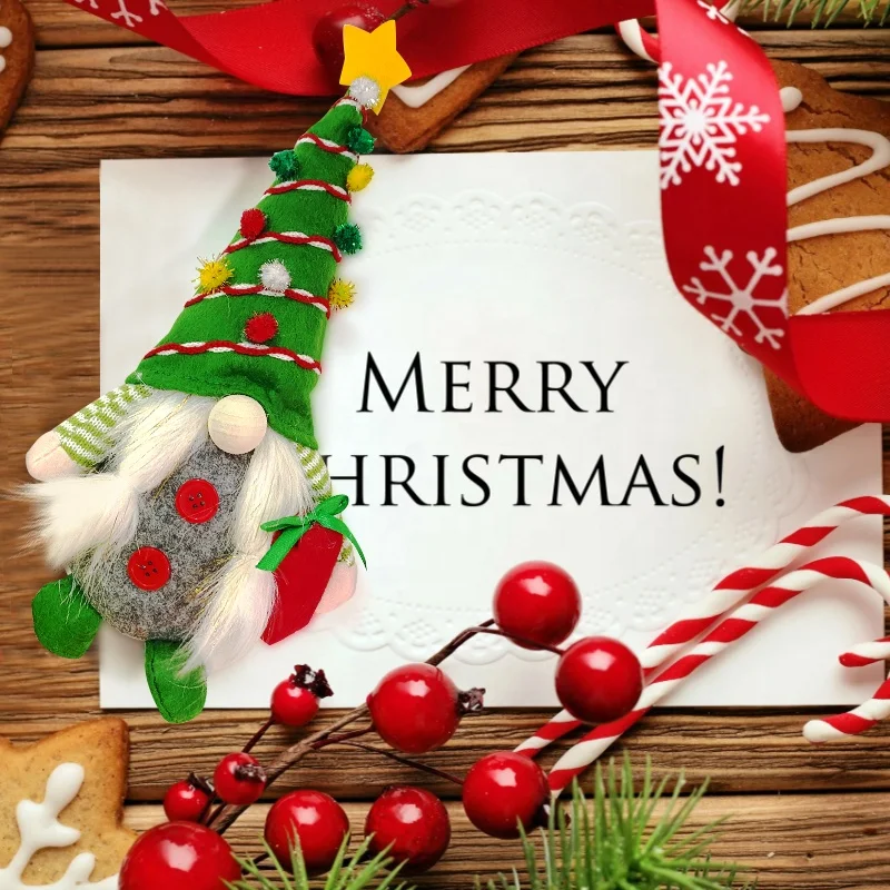 Adorable Christmas Gifts 2022 Set of 2 Christmas Plush Toy Striated Christmas Gnome with Gift Bag