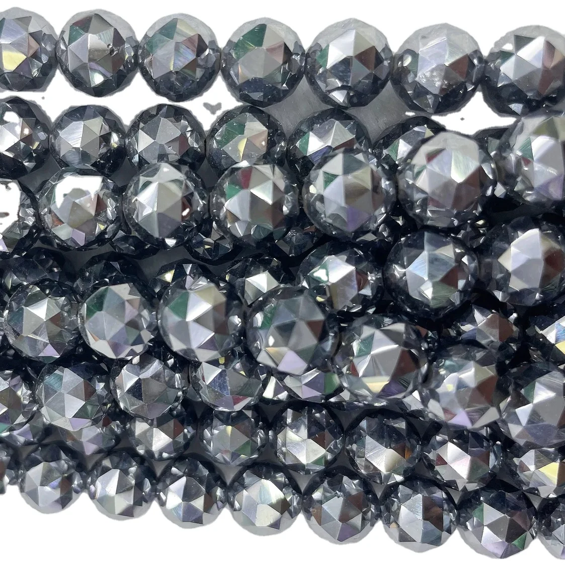 Semi-preciousJewelry Making Terahertz Precious stone  beads Color Gray black Silvery Round diamond Faceted Terahertz Beads