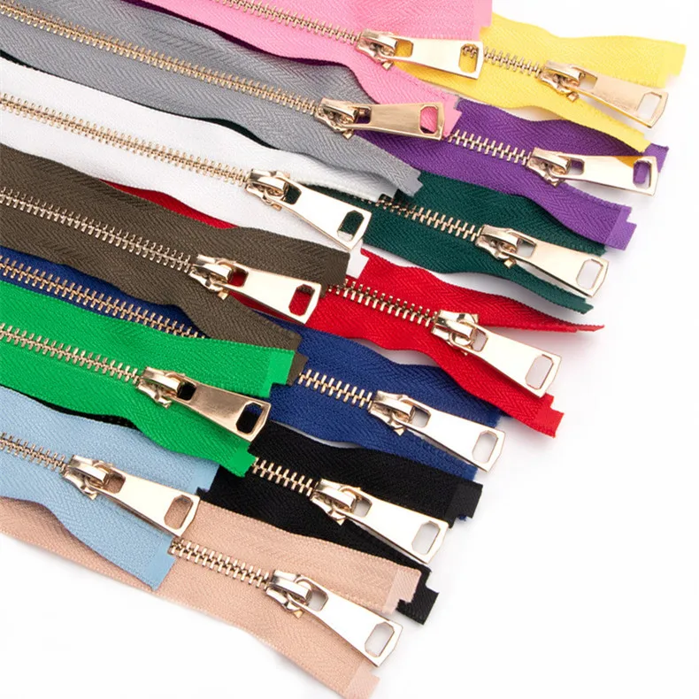 3 5 8 10 Factory Wholesale Custom Metal Zipper For Bag Suitcase Garment Metal Zipper Long Chain Brass Metal Zip Brass Zipper